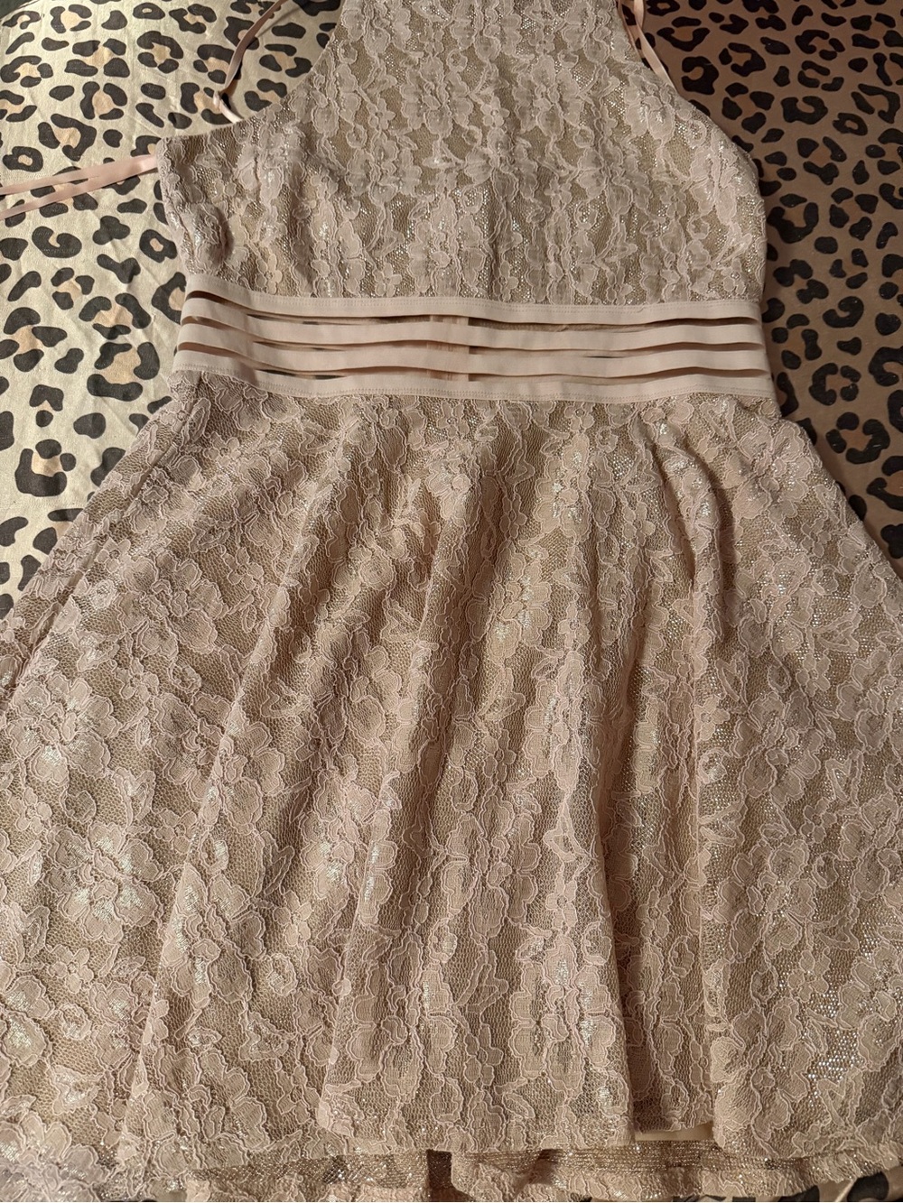 City Studio Peach Lace Halter Party Dress